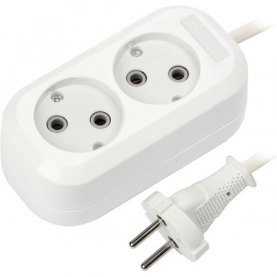 Удлинитель  3м 2 розетки б/з, 10А/2200Вт, ПВС 2х1, SmartBuy [SBE-10-2-03-N]