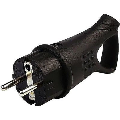 Вилка каучуковая с заземлением IP44 угловая с кольцом, 16А, SmartBuy [SBE-16-P08-R][20] черный