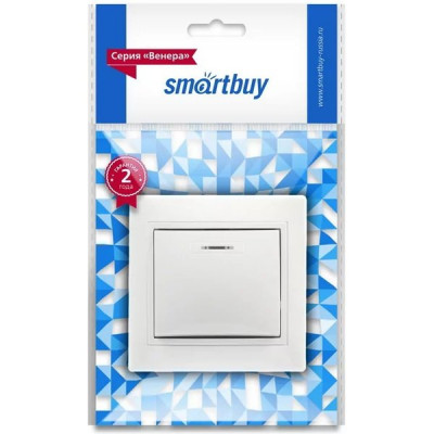 Выключатель с/у 1-кл 10А, IP20, с подсветкой, SmartBuy Венера [SBE-01w-10-SW1-1-c] белый керамика