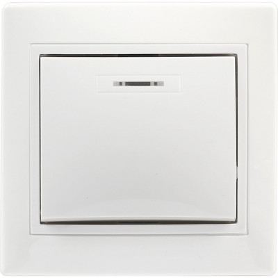 Выключатель с/у 1-кл 10А, IP20, с подсветкой, SmartBuy Венера [SBE-01w-10-SW1-1-c] белый керамика