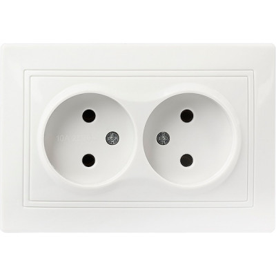 Розетка с/у 2x2P 10A, IP20, SmartBuy Венера [SBE-01w-10-S2-N-c] белый керамика