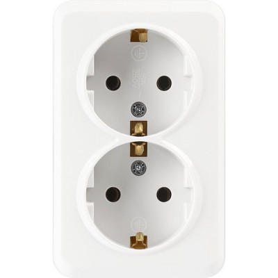 Розетка о/у 2x2P+E 16А, SmartBuy Юпитер [SBE-03w-16-S2-Z-c] белый керамика