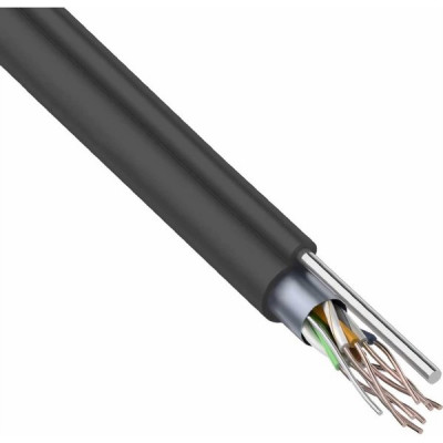 Кабель FTP 5e 4 пары медь 0,51мм 24AWG, уличный, с тросом, черный, REXANT [01-0144][305м]