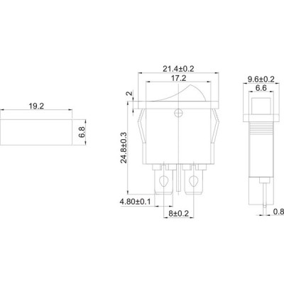 Выключатель клавишный 250В 6А 2c ON-OFF красный Mini RWB-103/SC-766/MRS-101-5 REXANT [36-2051]