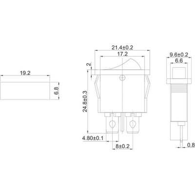 Выключатель клавишный 250В 6А 2c ON-OFF черный Mini RWB-103/SC-766/MRS-101-5 REXANT [36-2050]