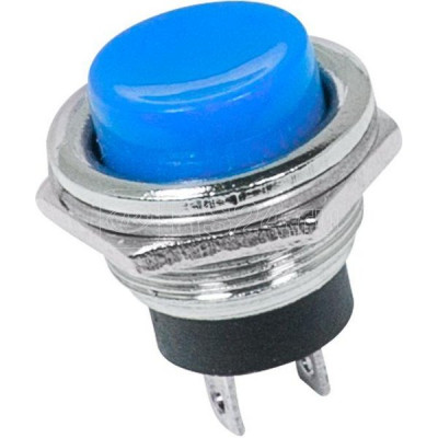 Выключатель-кнопка металл 250В 2А 2c (ON)-OFF б/фикс d16.2 синяя RWD-306 REXANT [36-3352]