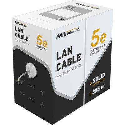 Кабель FTP 5e 4 пары CCA, 0,5 мм, PROCONNECT [01-0142-3][305м]