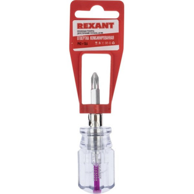 Отвертка 2 в 1 PH2 и SL 6*40мм (+/-), прозрачная рукоятка, REXANT [12-4743]