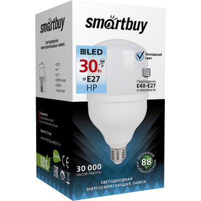 Лампа LED E27/T100 цилиндр,  30W, 6500K, 2700Лм, Smartbuy [SBL-HP-30-65K-E27]