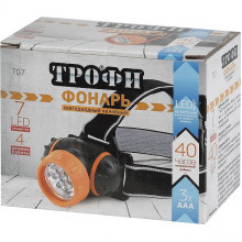 Фонарь налобный 7LED, 4 режима, 3xAAA, Трофи [TG7]