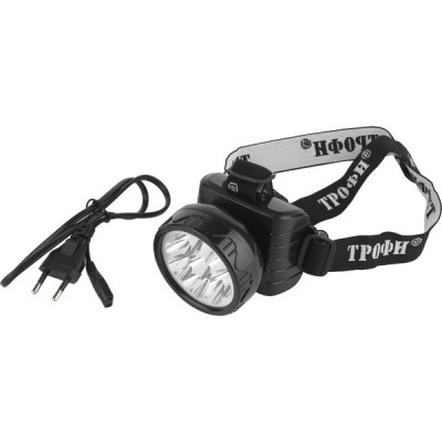 Фонарь налобный 9LED, аккум. 4V/0.9Ah, ЗУ 220В, Трофи [TG9]