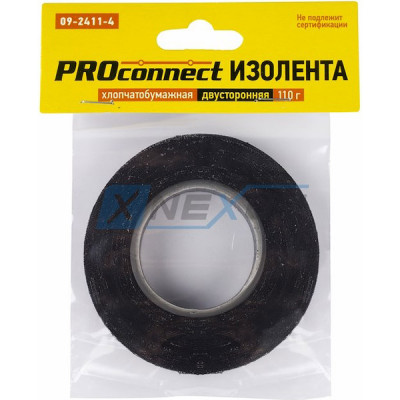 Изолента Х/Б двустороняя 20мм*110г (16.4м), черная, PROCONNECT [09-2411-4]