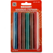 Стержни клеевые D=11мм*100мм, 12шт, 6 цветов, REXANT [09-1230]