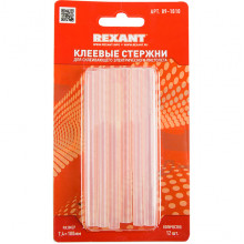 Стержни клеевые D=7мм*100мм, 12шт, прозрачные, REXANT [09-1010]