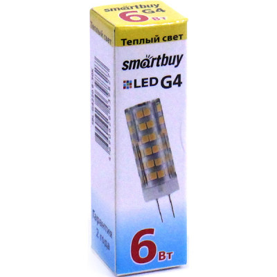 Лампа LED G4, 6W/220В, 3000K, 420Лм, Smartbuy [SBL-G4220 6-30K]