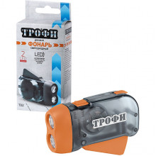 Фонарь динамо 2LED, L1131, ремешок, Трофи [TD2]