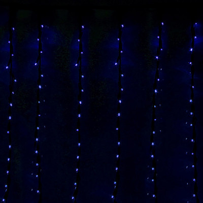 Гирлянда уличная Дождь Ш:2*В:1.5м, темная, LED-400-220V, контр. 8реж., СИНИЙ [706329]