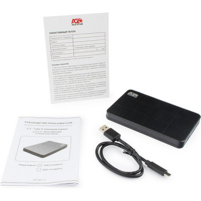 Бокс HDD 2.5'' AgeStar 3UB2P1C, USB 3.0 - SATA пластик черный