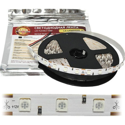 Лента LED 12В IP20 SMD5050  60/м, зеленый, 14.4Вт/м, 5м/ц.1м, LP