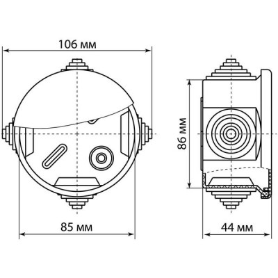 Коробка распаячная о/у d85*40мм, крышка, IP54, 4вх, TDM [SQ1401-0102]