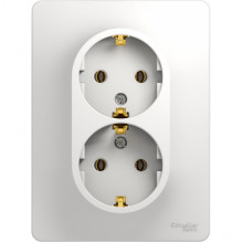 Розетка с/у 2x2P+E 16A, IP20, Schneider Electric Glossa [GSL000124] белый