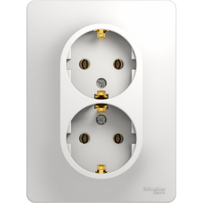 Розетка с/у 2x2P+E 16A, IP20, Schneider Electric Glossa [GSL000124] белый