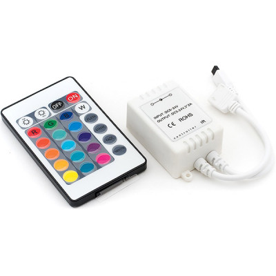 Контроллер ленты LED RGB 12/24В MAX  6А, ИК пульт 24кн, 61*35*22 [IR-RGB-24-6A]