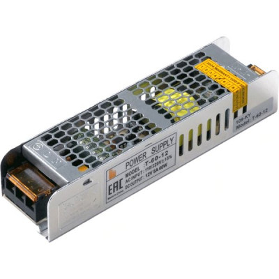 Блок питания 12V  60W, IP20, металл решетка узкий [T-60-12]