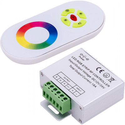Контроллер ленты LED RGB 12/24В MAX 18А, радио пульт сенсорный +5кн [RF-RGB-S5-18A]