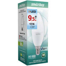 Лампа LED E14/C37 свеча,  9.5W, 4000K, 750Лм, Smartbuy [SBL-C37-9_5-40K-E14]