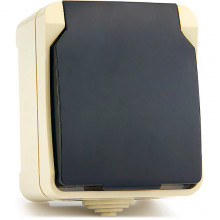 Розетка о/у 1-мест 16А с заземлением с крышкой, IP54, SmartBuy Сатурн [SBE-04w-16-S1-Z] бежевый