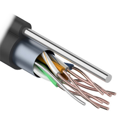 Кабель FTP 5e 4 пары медь 24AWG, уличный, с тросом, черный, PROCONNECT [01-0155][305м]