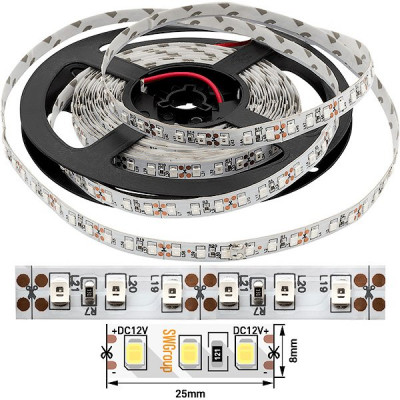 Лента LED 12В IP20 SMD2835 120/м, зеленый, 9.6Вт/м, 5м/ц.1м, SWG эко