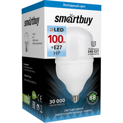 Лампа LED E27/T160 цилиндр, 100W, 6500K, 8000Лм, Smartbuy [SBL-HP-100-65K-E27]