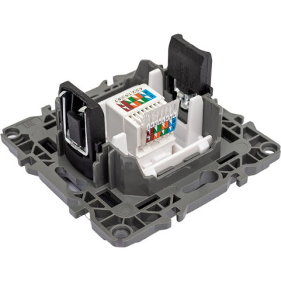 Розетка с/у компьютерная RJ45, ЭРА12 [12-3107-05][10] антрацит