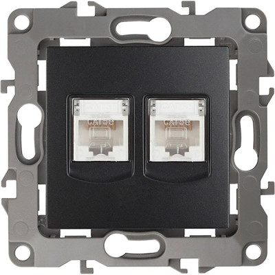 Розетка с/у компьютерная 2xRJ45, ЭРА12 [12-3108-05][10] антрацит