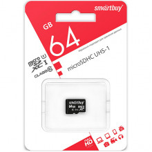 Карта памяти Micro SDXC 64Gb SmartBuy Class 10 UHS-1 без адаптера