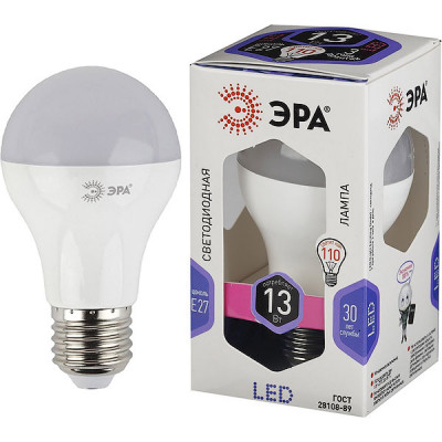 Лампа LED E27/A60 груша, 13W, 6000K, 1040Лм, ЭРА [LED smd A60-13W-860-E27]