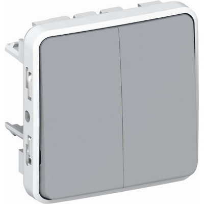 Переключатель с/у 2-кл 10А, IP55, Legrand PLEXO [069525] серый