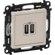 Розетка с/у USB 2xUSB, 1500мА 240В/5В, IP20, Legrand Valena Life [753512] сл. кость