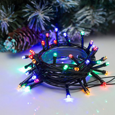 Гирлянда Нить  5м, темная, LED-50-220V, 8 режимов, МУЛЬТИ [3556763]
