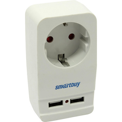 Адаптер сетевой 1x220В+2xUSB 2.1A, с заземлением, SmartBuy [SBE-16-A05-USB] белый