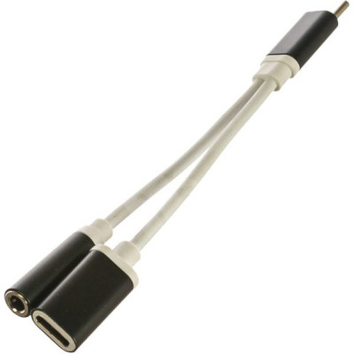 Переходник USB Type-C - Jack3.5(F)+Type-C(F), Cablexpert [CCA-UC3.5F-02] черный