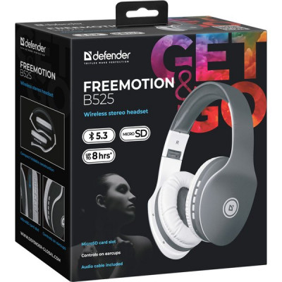 Гарнитура Defender B525 FreeMotion, черный+белый, Bluetooth [63525]