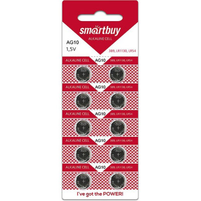 Батарейка SmartBuy AG10/LR54/LR1130/389 [BL10/200] [SBBB-AG10-10B]