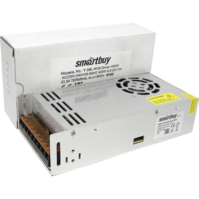 Блок питания 12V 400W, IP20, металл корпус стандарт, кулер, SmartBuy [SBL-IP20-Driver-400W]