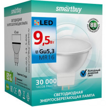 Лампа LED GU5.3/MR16 софит,  9.5W, 6000K, 760Лм, Smartbuy [SBL-GU5_3-9_5-60K]