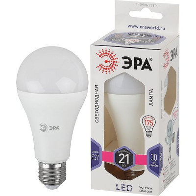 Лампа LED E27/A65 груша, 21W, 6000K, 1680Лм, ЭРА [LED smd A65-21W-860-E27]