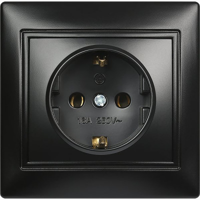 Розетка с/у 2P+E 16A, IP20, SmartBuy Венера [SBE-01b-16-S1-Z-c] черный керамика