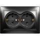 Розетка с/у 2x2P+E 16A, IP20, SmartBuy Венера [SBE-01b-16-S2-Z-c] черный керамика